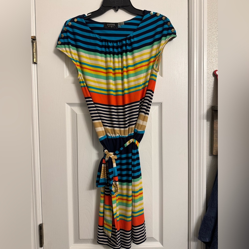 Striped Multicolor Dress with Belt